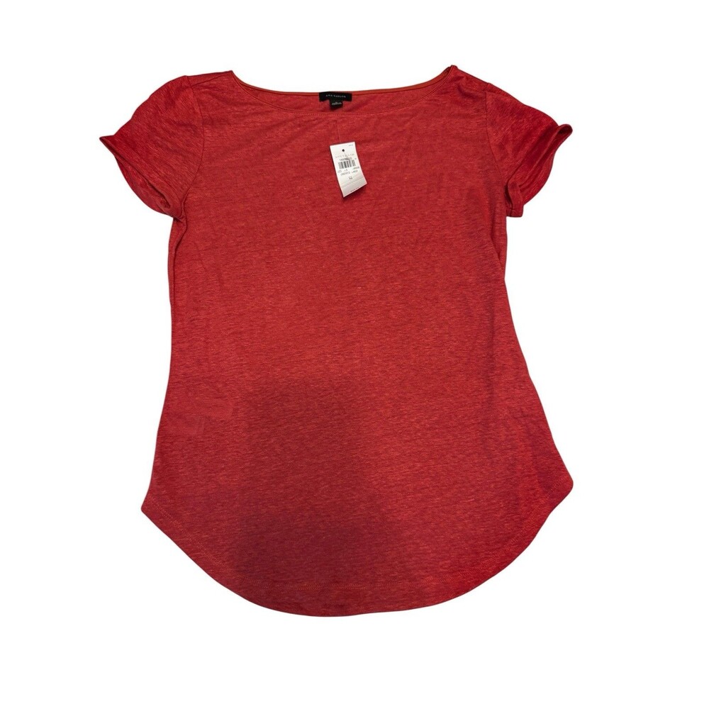 NWT Ann Taylor Womens Blouse Linen Sz. Small Orange Red Pullover Blouse